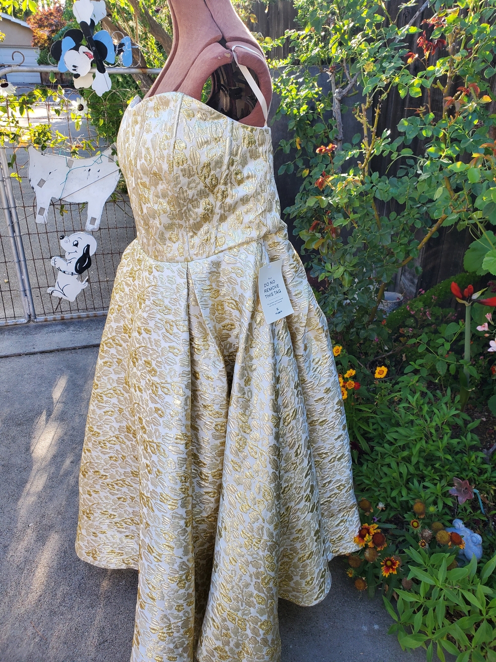 JessaKae Gold Brocade Strapless Fit-and-Flare Dress - Picture 3 of 9